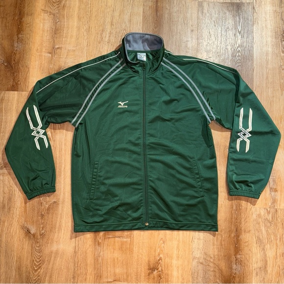 Mizuno Women's IV Zip Shiny Warm-Up Track Jacket Green Pockets S Vintage Soccer - Picture 1 of 8